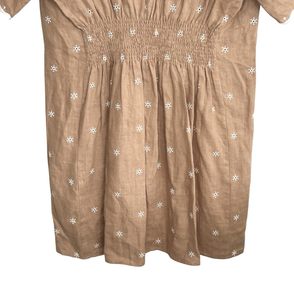 Magali Pascal Palmiere Linen Shirt Dress S Boho Resort Embroidered Tropical Mini - Picture 7 of 11